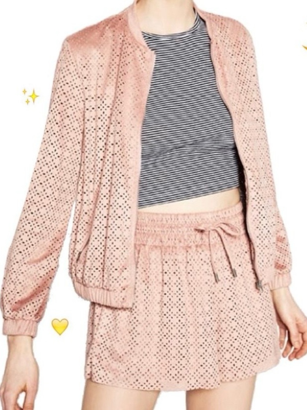 Zara Pink Laser-Cut Bomber Jacket